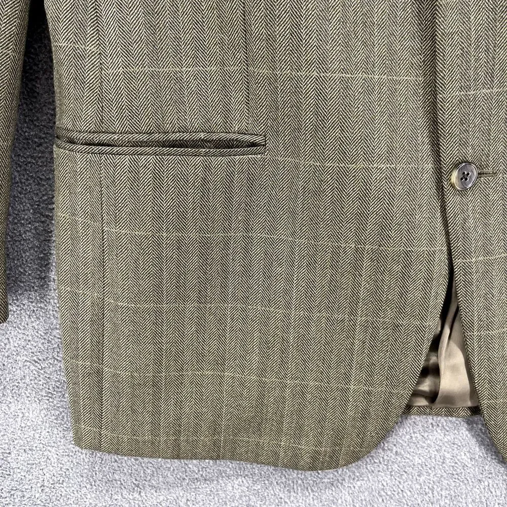 Joseph Abboud Suit Jacket Mens 42R‎ Brown Plaid Wool Two Button Coat Blazer